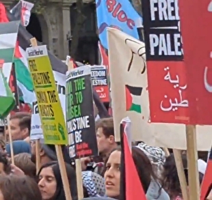 فریاد غزه غزه در راهپیمایی چندهزار نفری حامیان فلسطین در لندن