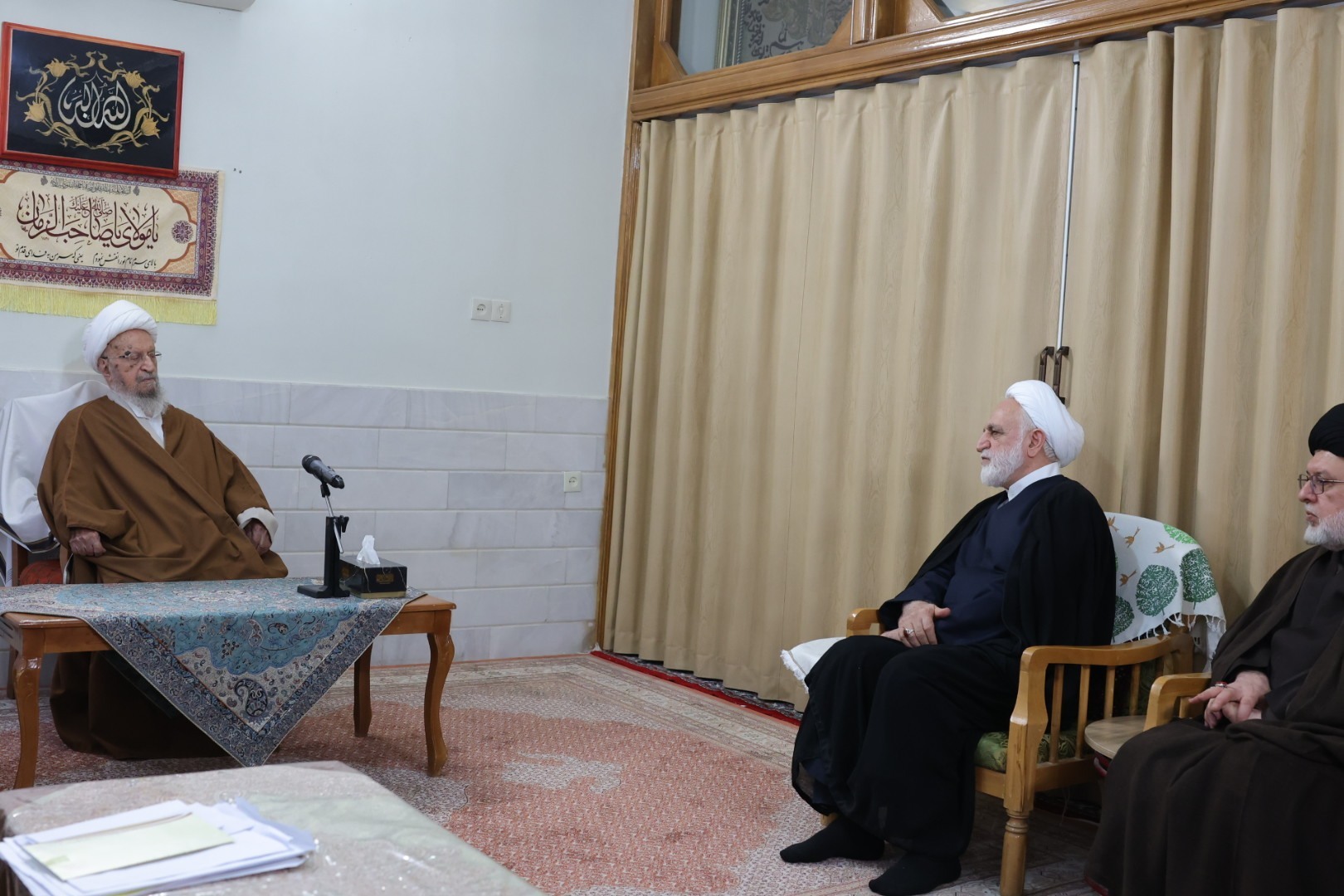 Meeting of the Head of the Judiciary with Grand Ayatollahs Sobhani, Javadi Amoli, and Makarem Shirazi