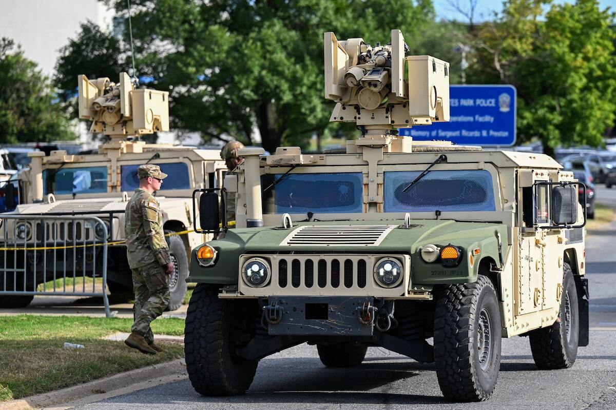Deployment of national guard in Washington; U.S. capital takes on a military face