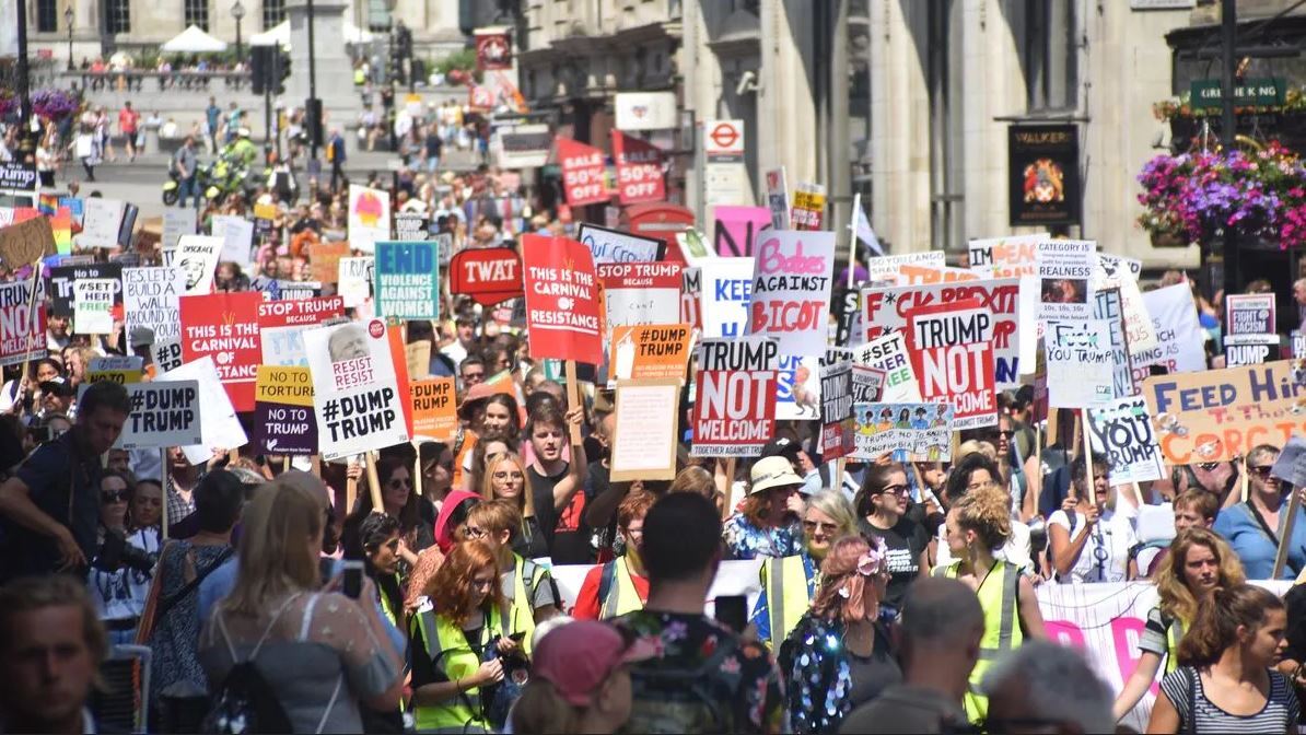 Thousands flood London streets to protest Trump’s visit