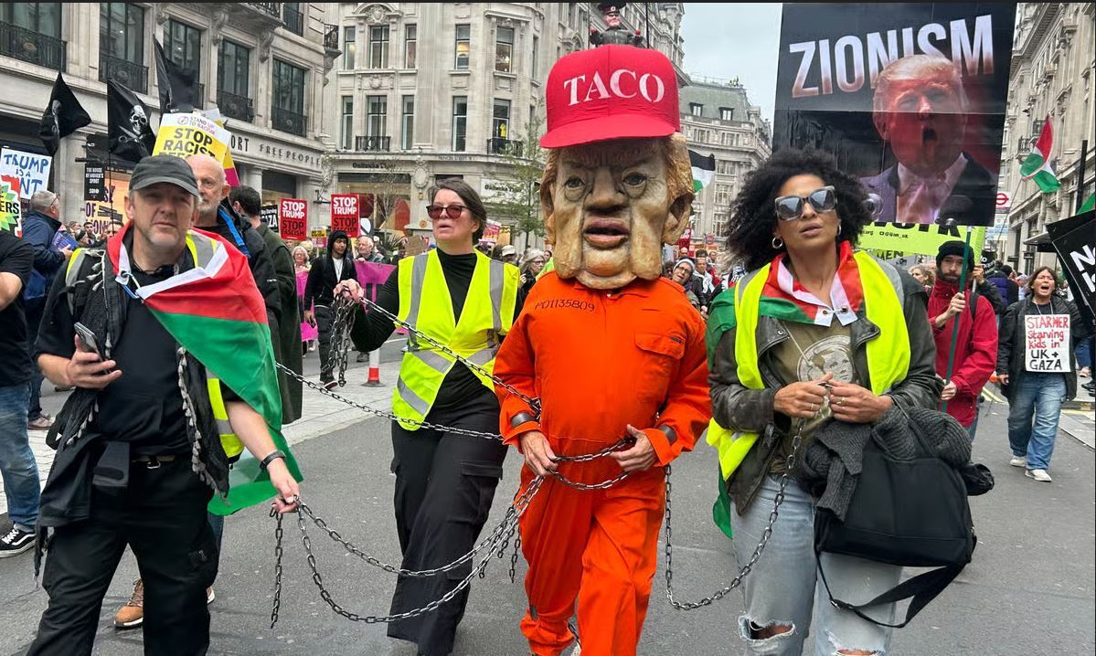 Thousands flood London streets to protest Trump’s visit