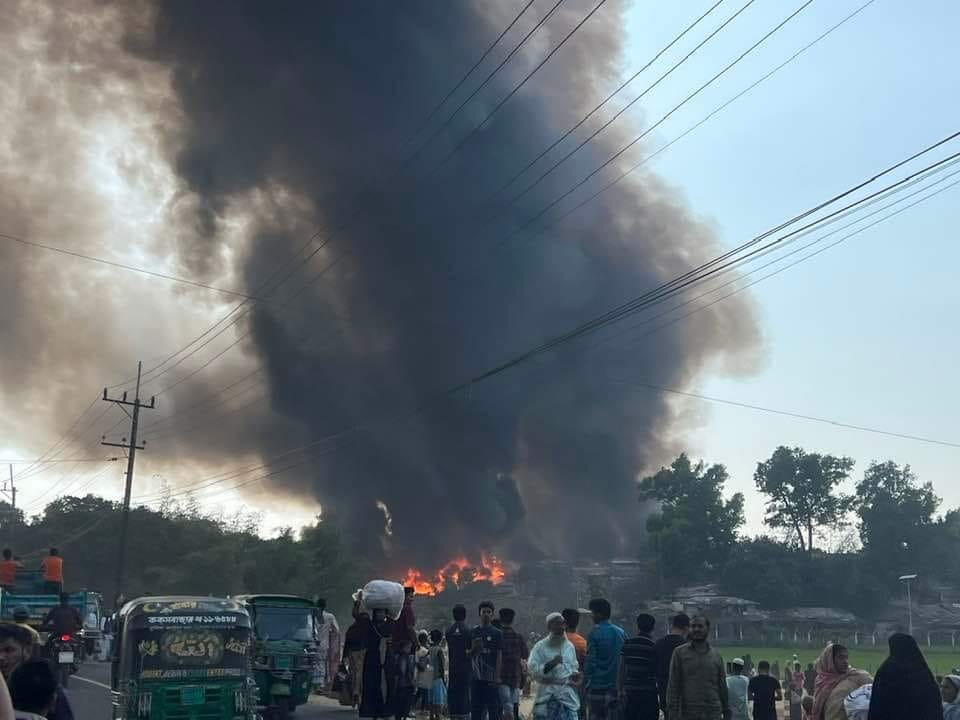 آتش‌سوزی گسترده در اردوگاه آوارگان روهینگیایی در بنگلادش