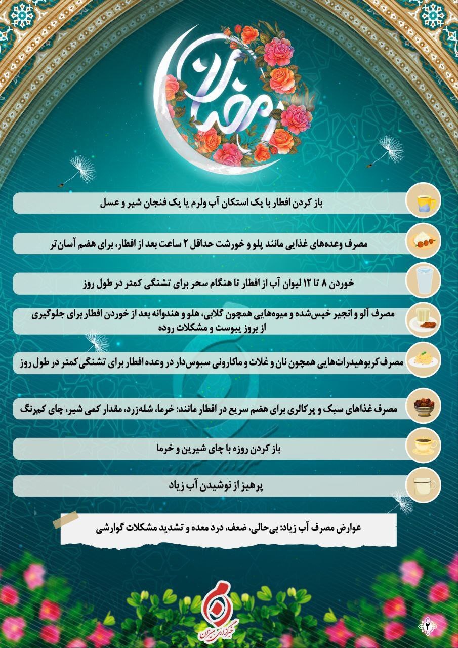 اینفوگرافیک | توصیه‌های پزشکی برای وعده افطار