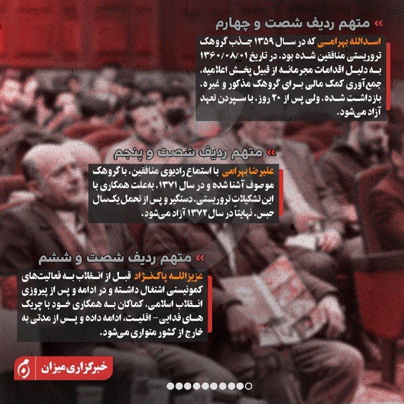 اینفوگرافیک| متهمان ردیف چهل‌وسوم تا هفتادم پرونده منافقین چه کسانی هستند؟