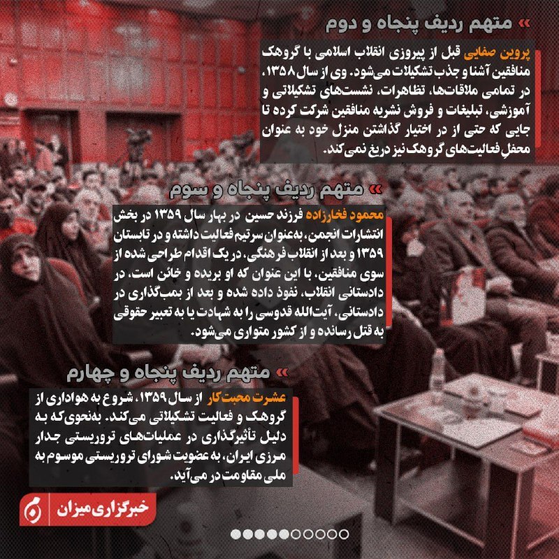 اینفوگرافیک| متهمان ردیف چهل‌وسوم تا هفتادم پرونده منافقین چه کسانی هستند؟