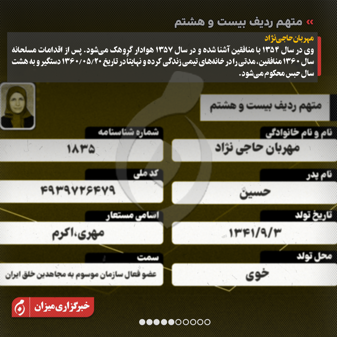 اینفوگرافیک | متهمان ردیف بیستوچهارم تا سیوسوم پرونده منافقین چه کسانی هستند؟ اینفوگرافیک | متهمان ردیف بیستوچهارم تا سیوسوم پرونده منافقین چه کسانی هستند؟