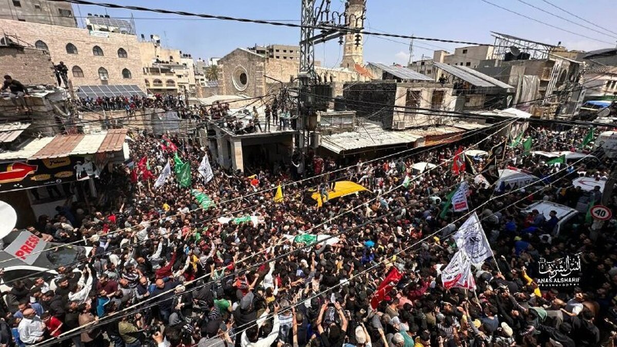 مراسم تشییع پیکر شهدای تجاوز رژیم صهیونیستی به غزه