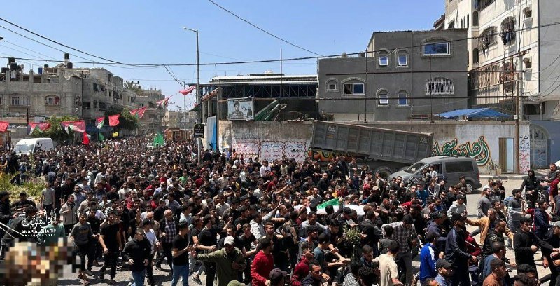 مراسم تشییع پیکر شهدای تجاوز رژیم صهیونیستی به غزه