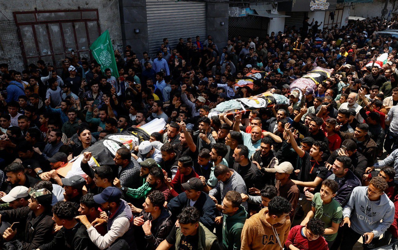 مراسم تشییع پیکر شهدای تجاوز رژیم صهیونیستی به غزه