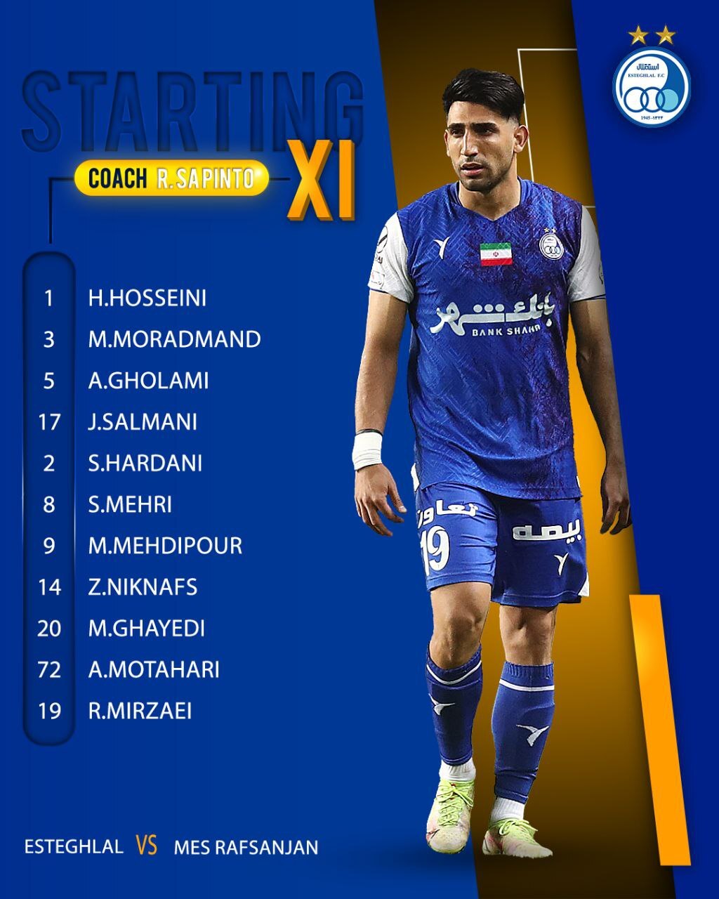 ترکیب استقلال مقابل مس رفسنجان اعلام شد