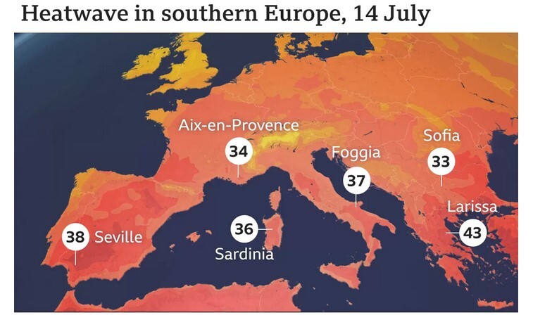 رکوردشکنی دمای هوا در نقاطی از آمریکا، اروپا و آسیا