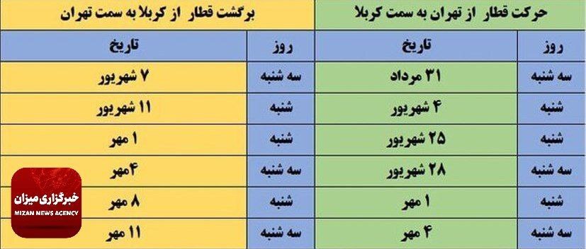 تاریخ رفت و برگشت قطار تهران - کربلا اعلام شد تاریخ رفت و برگشت قطار تهران - کربلا اعلام شد