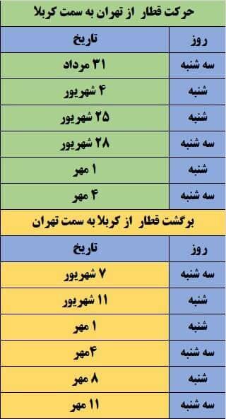 برنامه حرکت قطار تهران - کربلا/ پیشفروش بلیتها آغاز شد برنامه حرکت قطار تهران - کربلا/ پیشفروش بلیتها آغاز شد