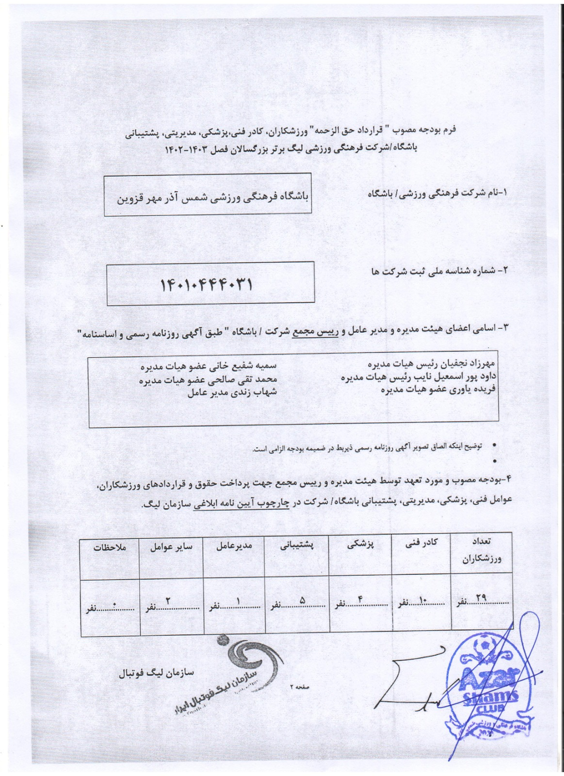 سقف بودجه باشگاه شمس آذر قزوین اعلام شد+ تصاویر