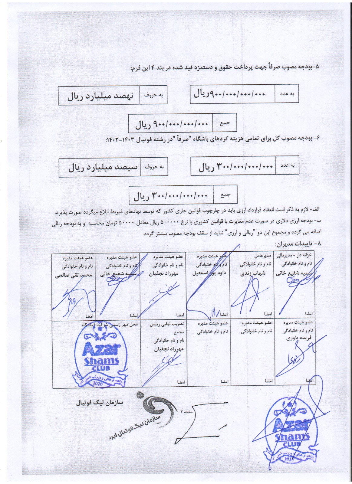 سقف بودجه باشگاه شمس آذر قزوین اعلام شد+ تصاویر