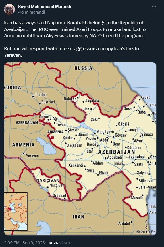 مرندی: اگر متجاوزان راه ارتباطی ایران به ایروان را اشغال کنند، پاسخ ایران با قدرت خواهد بود
