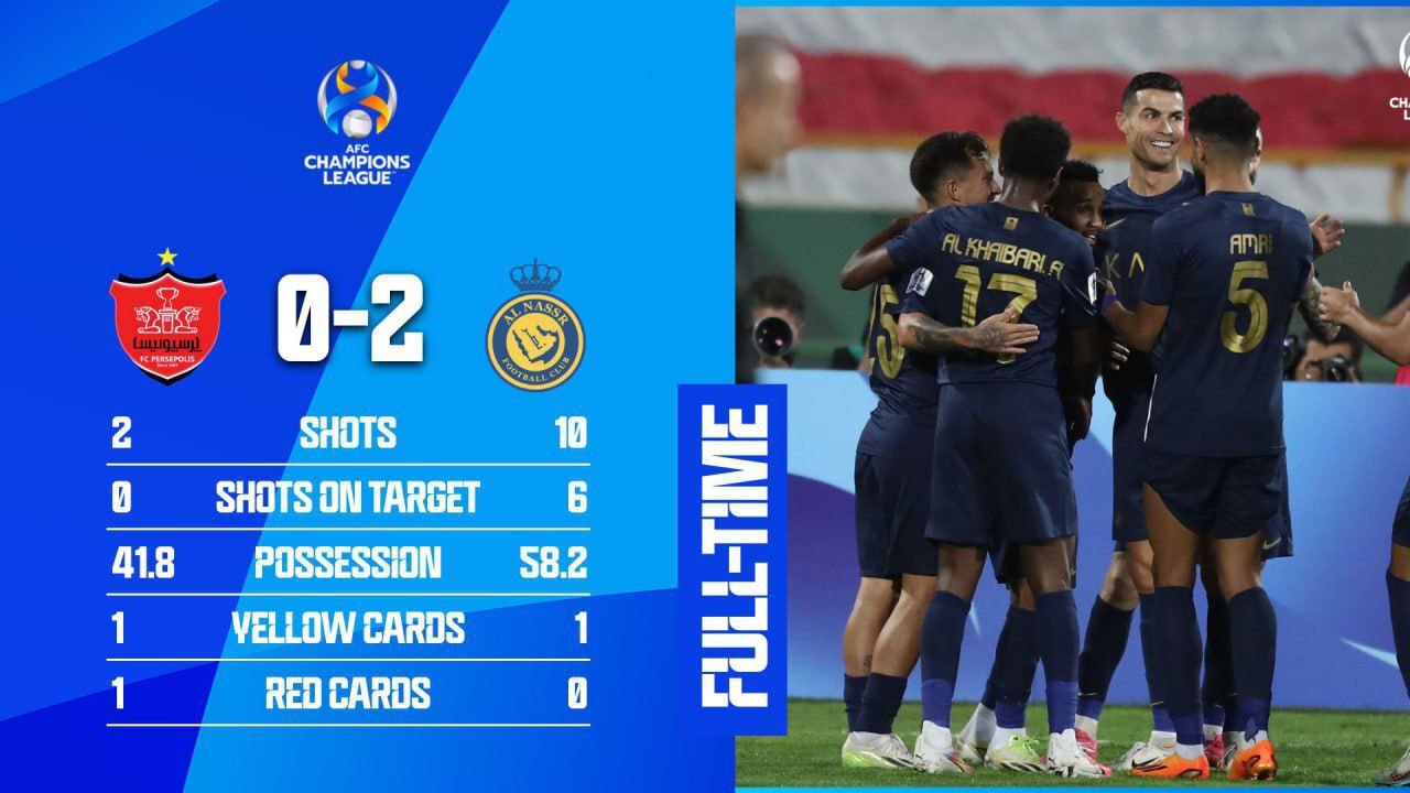 لیگ قهرمانان آسیا| برتری آماری النصر در دیدار مقابل پرسپولیس + تصویر