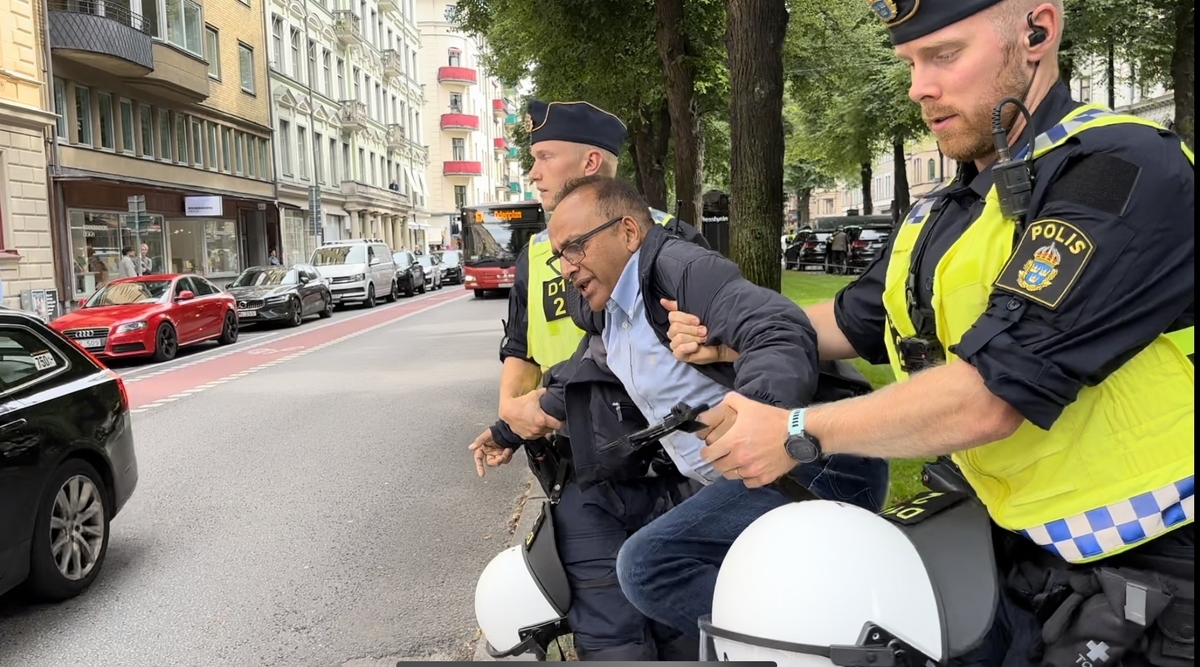 بازداشت فرد معترض به سوزاندن قرآن از سوی پلیس سوئد