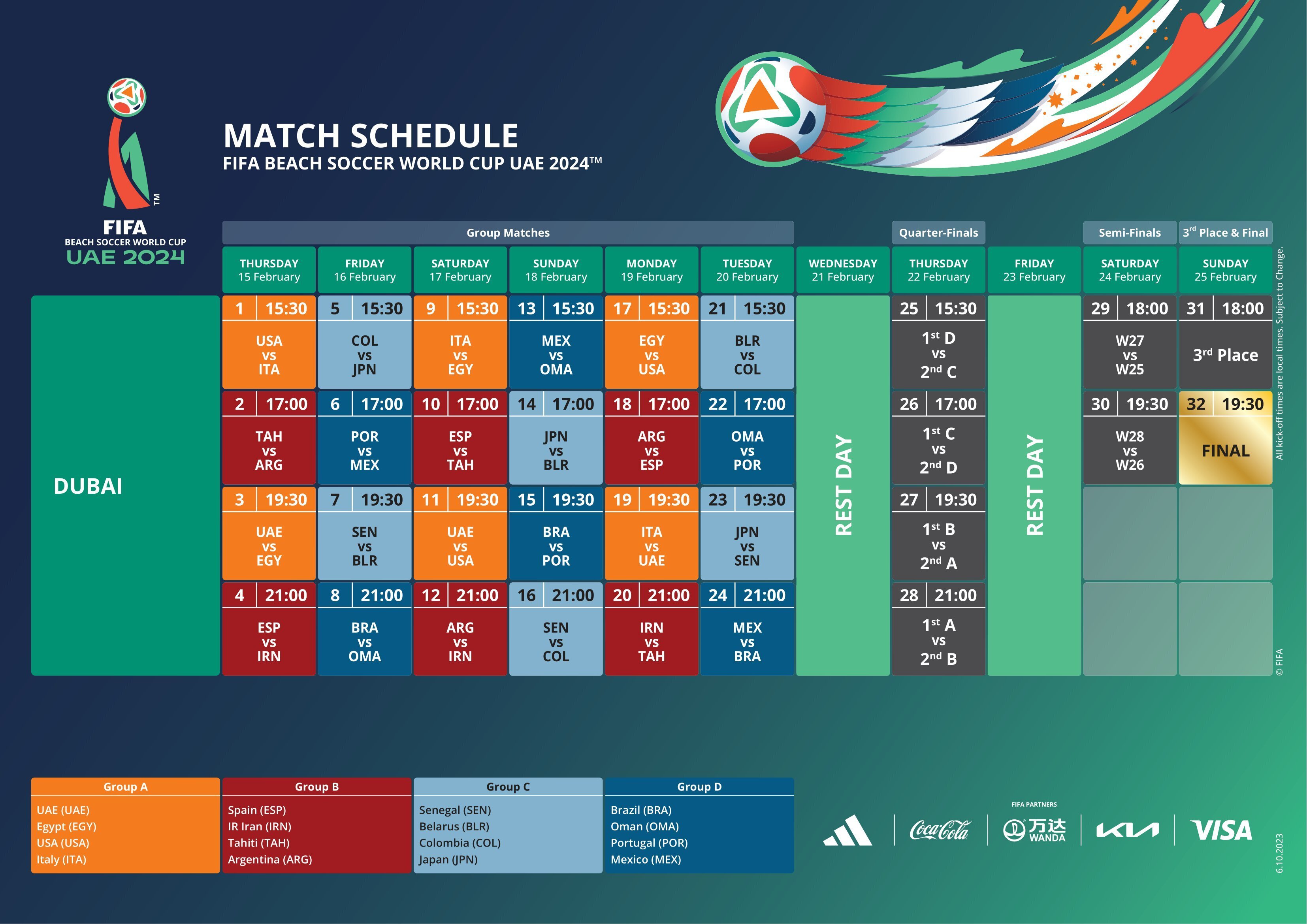 اعلام برنامه دیدارهای ایران در جام جهانی فوتبال ساحلی ۲۰۲۴ + عکس