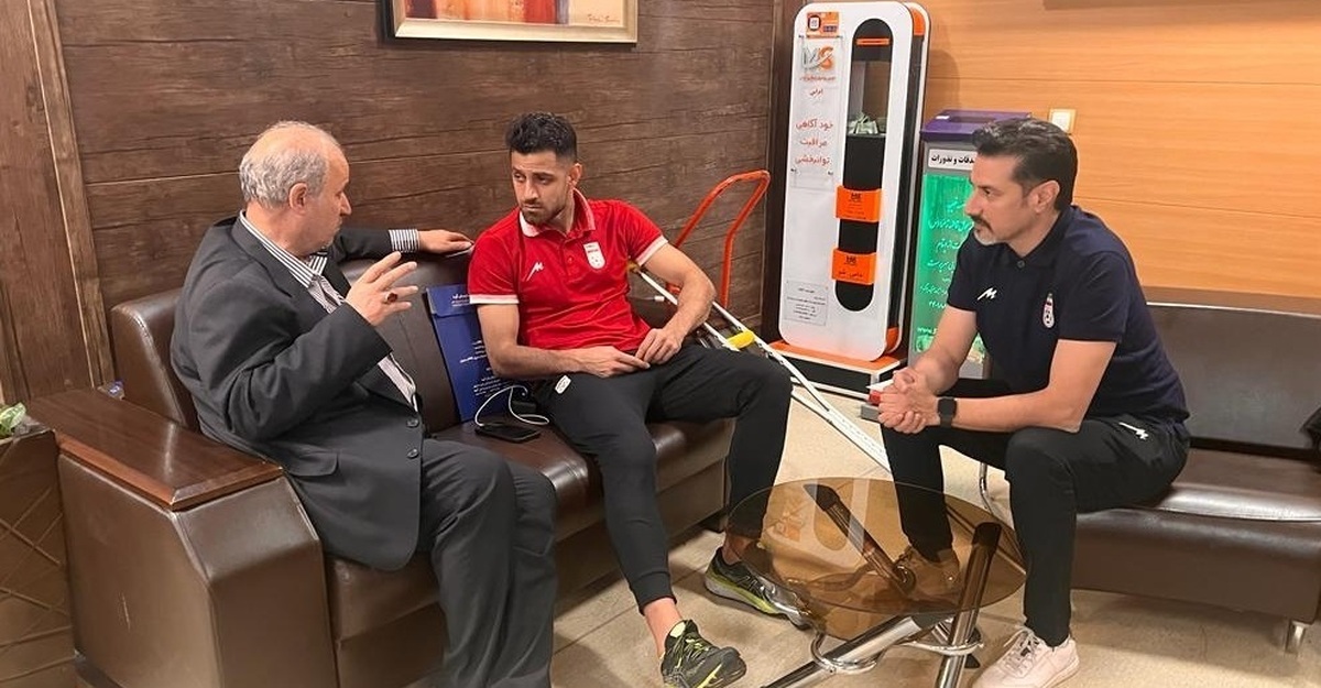 عیادت تاج از پورعلی‌گنجی/ هاشمی پیگیر وضعیت ملی‌پوش فوتبال شد