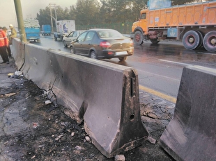 تصادف ۲ دستگاه خودرو سنگین در بزرگراه شهید هاشمی نژاد