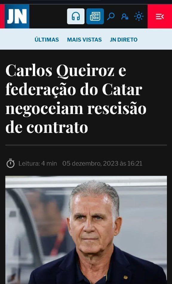 بازتاب قطع همکاری تیم ملی فوتبال قطر با کی‌روش در رسانه‌های پرتغال + تصاویر