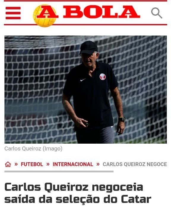 بازتاب قطع همکاری تیم ملی فوتبال قطر با کی‌روش در رسانه‌های پرتغال + تصاویر