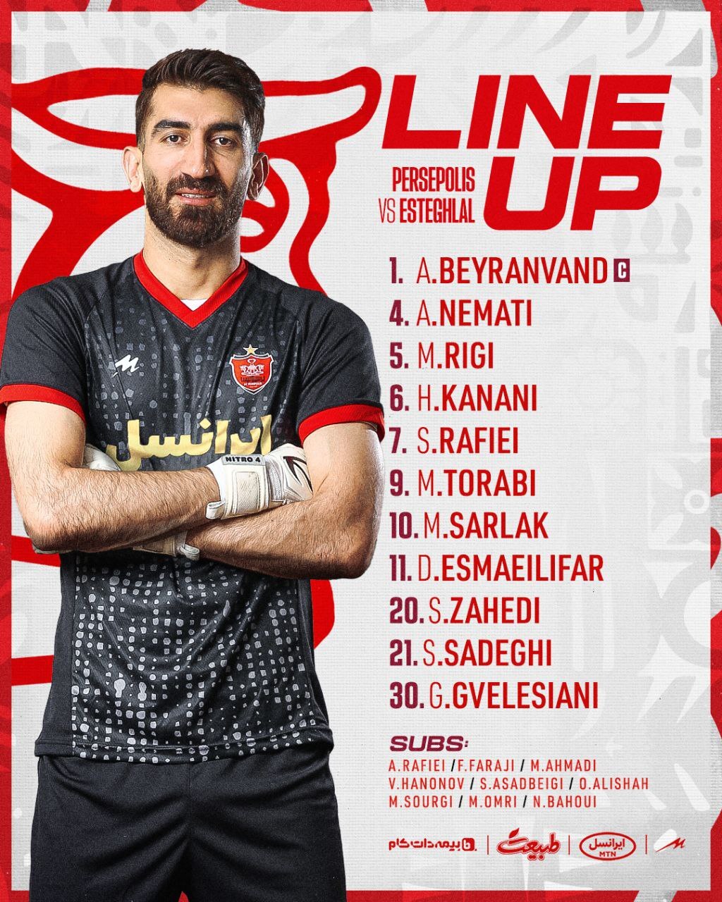 دربی ۱۰۲| اعلام ترکیب پرسپولیس برای دیدار مقابل استقلال + تصویر