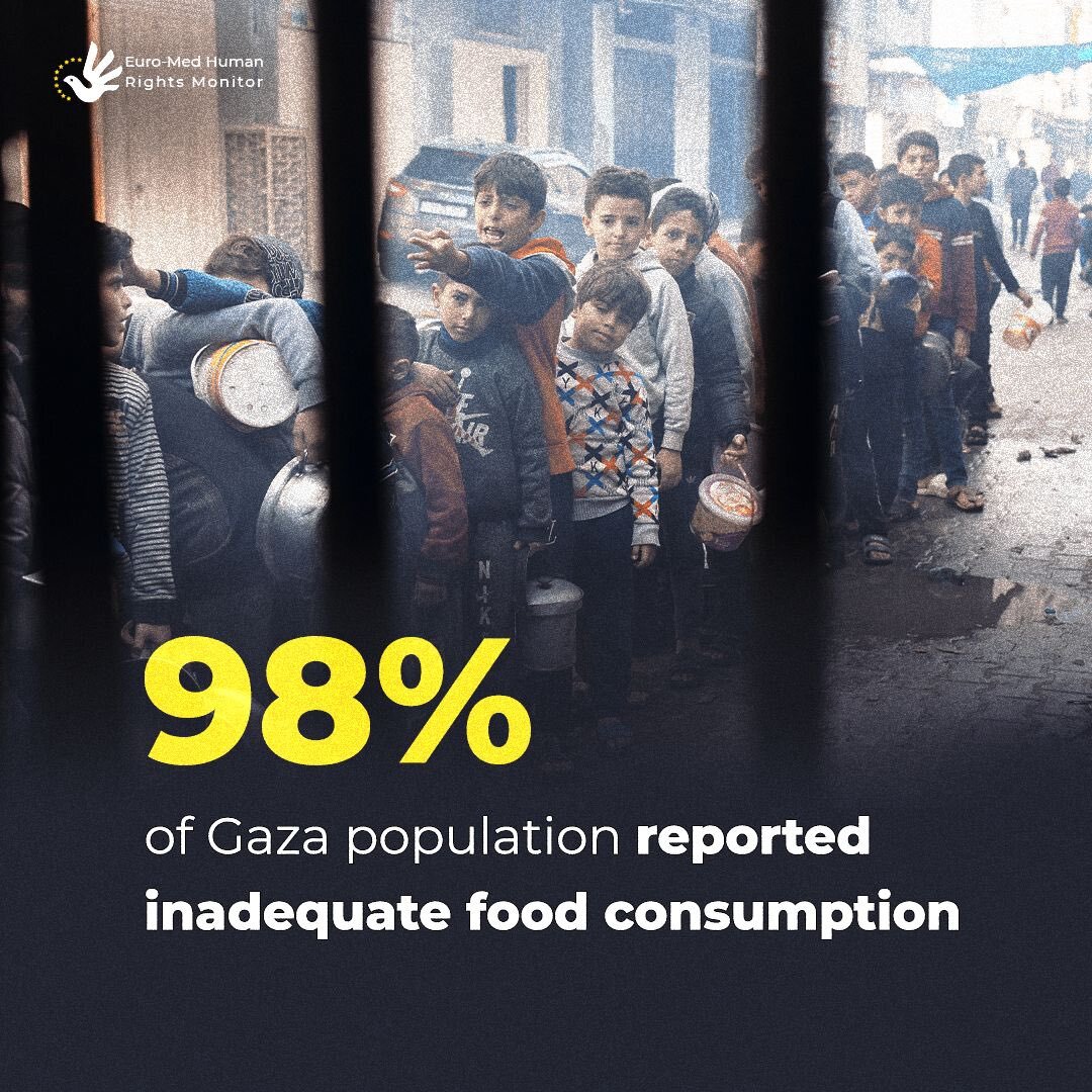 ۹۸ درصد از ساکنان غزه غذای کافی دریافت نمی‌کنند