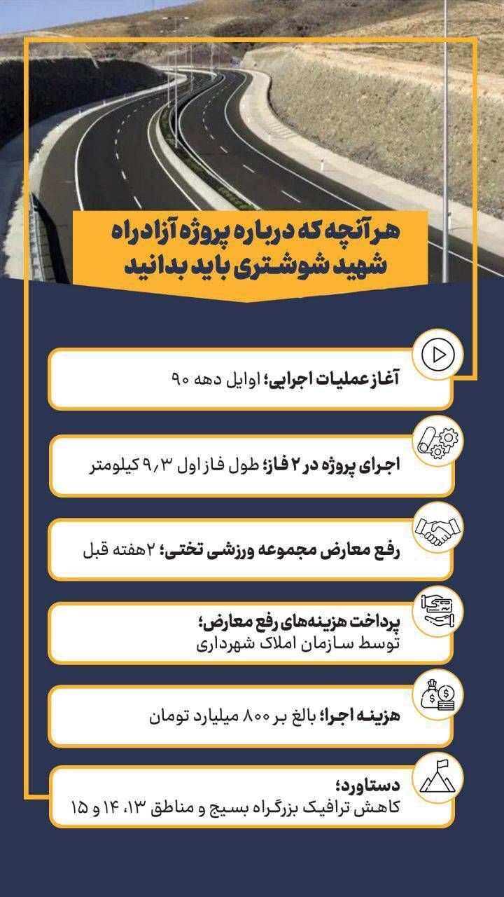 بزرگراه شهید شوشتری؛ پروژه‌ای برای کاهش بارترافیکی در شرق تهران