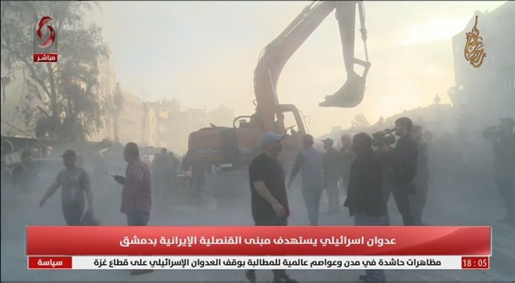 حمله هوایی صهیونیست‌ها به دمشق/ ساختمان جنبی سفارت ایران کاملا تخریب شد