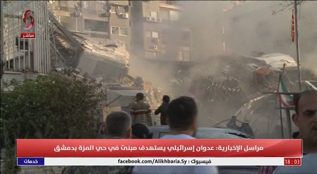 حمله هوایی صهیونیست‌ها به دمشق/ ساختمان جنبی سفارت ایران کاملا تخریب شد