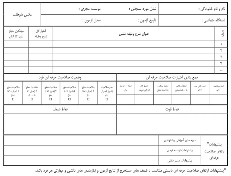 دستورالعمل ارزیابی صلاحیت حرفهای کارکنان نظام اداری دستورالعمل ارزیابی صلاحیت حرفهای کارکنان نظام اداری