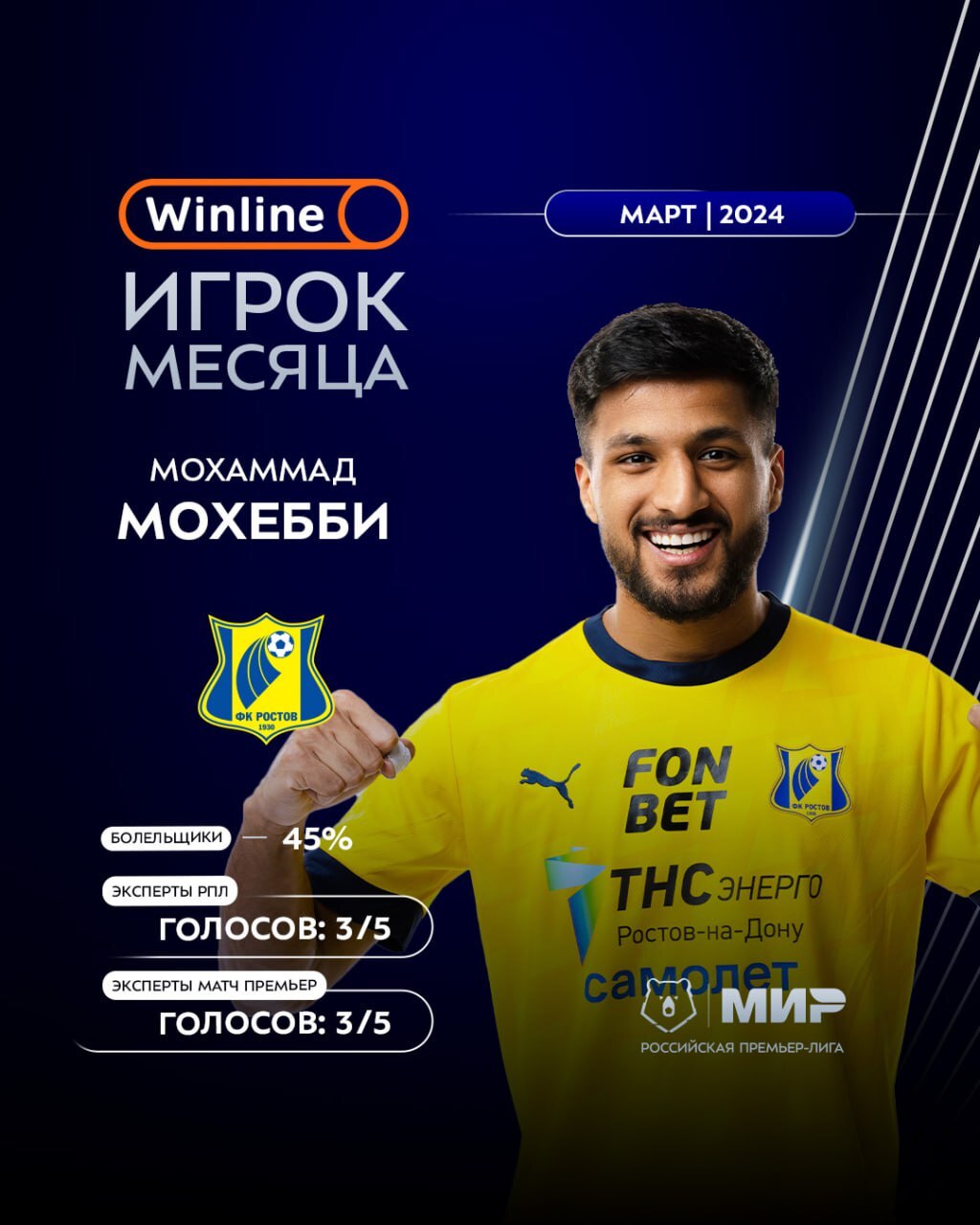 ستاره ایرانی روستوف بهترین بازیکن ماه روسیه شد + تصویر ستاره ایرانی روستوف بهترین بازیکن ماه روسیه شد + تصویر