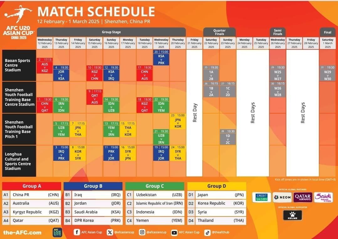 اعلام جزئیات برنامه بازیهای جام ملتهای فوتبال جوانان آسیا اعلام جزئیات برنامه بازیهای جام ملتهای فوتبال جوانان آسیا