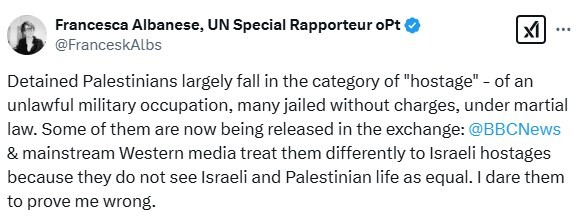 آلبانیز: رسانه‌های غربی زندگی اسرائیلی‌ها و فلسطینی‌ها را برابر نمی‌دانند