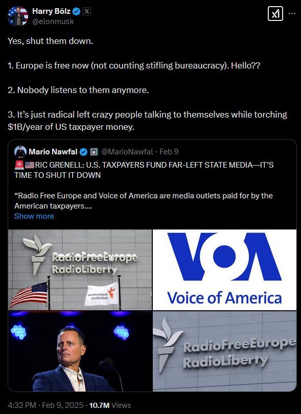 چرا ایلان ماسک خواستار تعطیلی صدای آمریکا و رادیو آزاد اروپا شد؟ چرا ایلان ماسک خواستار تعطیلی صدای آمریکا و رادیو آزاد اروپا شد؟