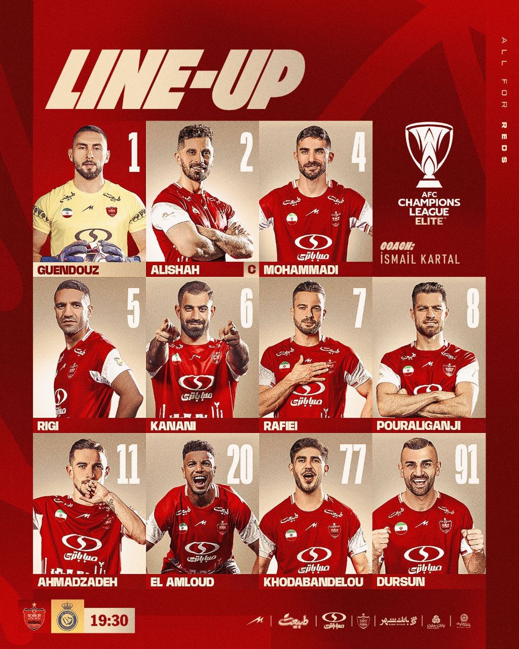 اعلام ترکیب پرسپولیس برابر النصر اعلام ترکیب پرسپولیس برابر النصر