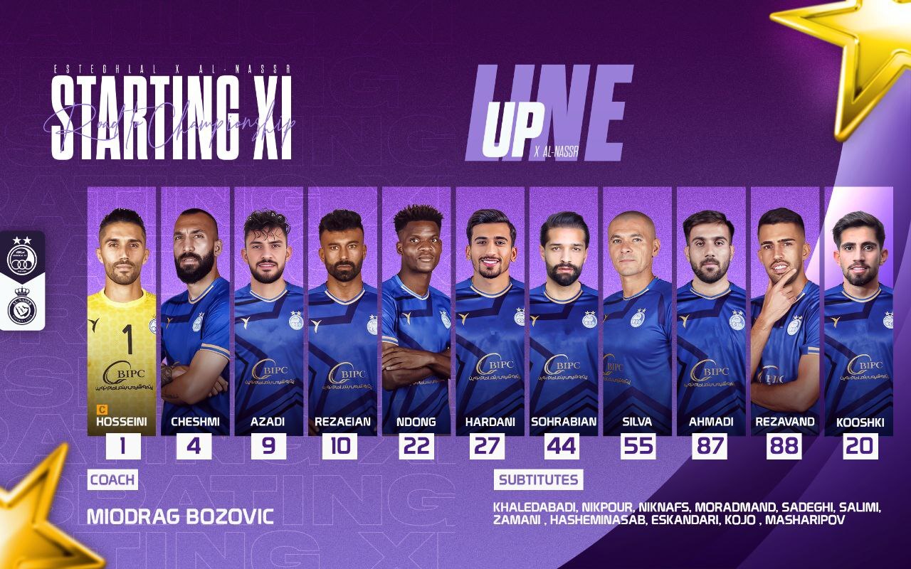 اعلام ترکیب استقلال مقابل النصر عربستان