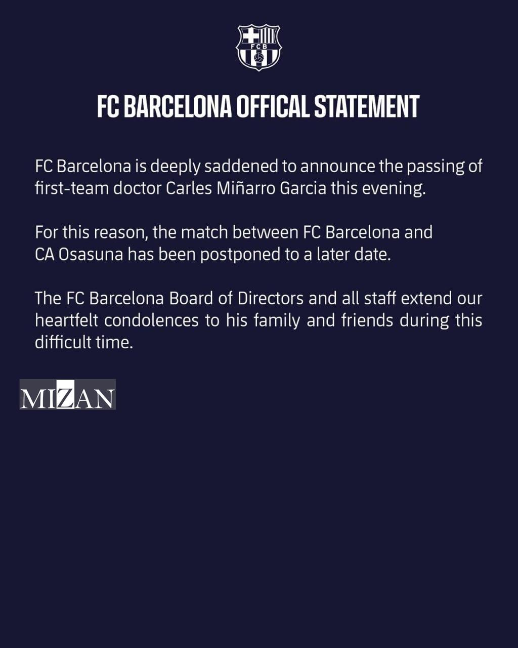 درگذشت یک پزشک بازی بارسلونا و اوساسونا را لغو کرد