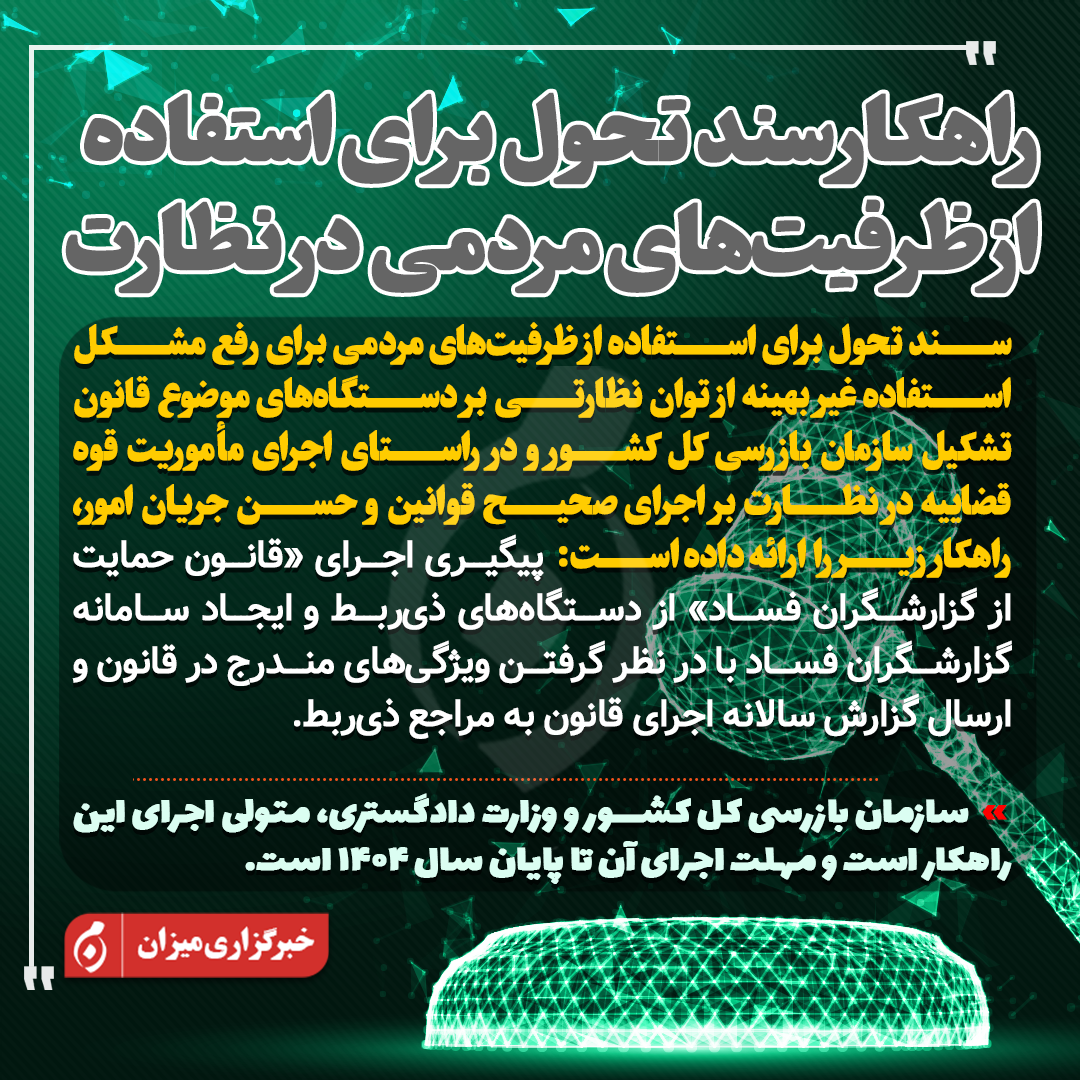 اینفوگرافیک | راهکار سند تحول قضایی برای استفاده از ظرفیت‌های مردمی در نظارت