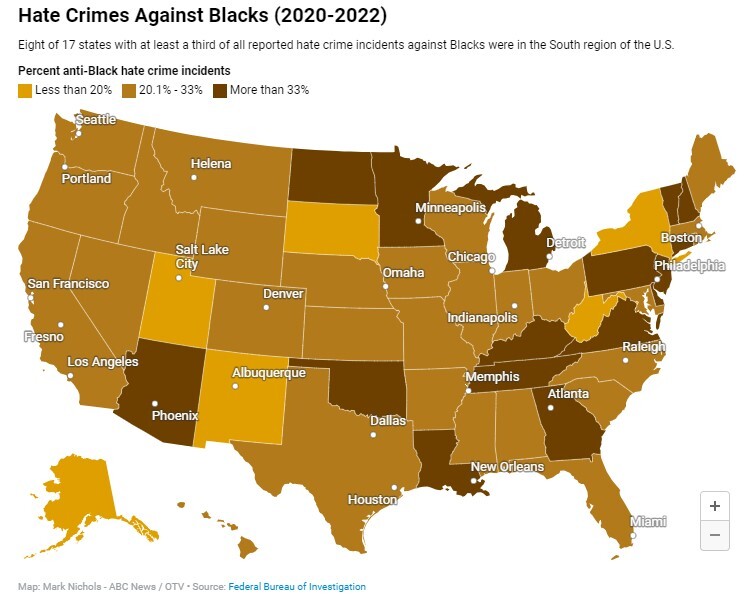 افزایش جرایم ناشی از نفرت علیه سیاهپوستان آمریکا افزایش جرایم ناشی از نفرت علیه سیاهپوستان آمریکا