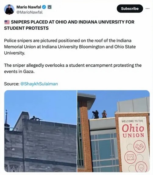 حضور تکتیراندازان پلیس در دانشگاههای آمریکا؛ تهدیدی جدی برای معترضان حامی فلسطین حضور تکتیراندازان پلیس در دانشگاههای آمریکا؛ تهدیدی جدی برای معترضان حامی فلسطین