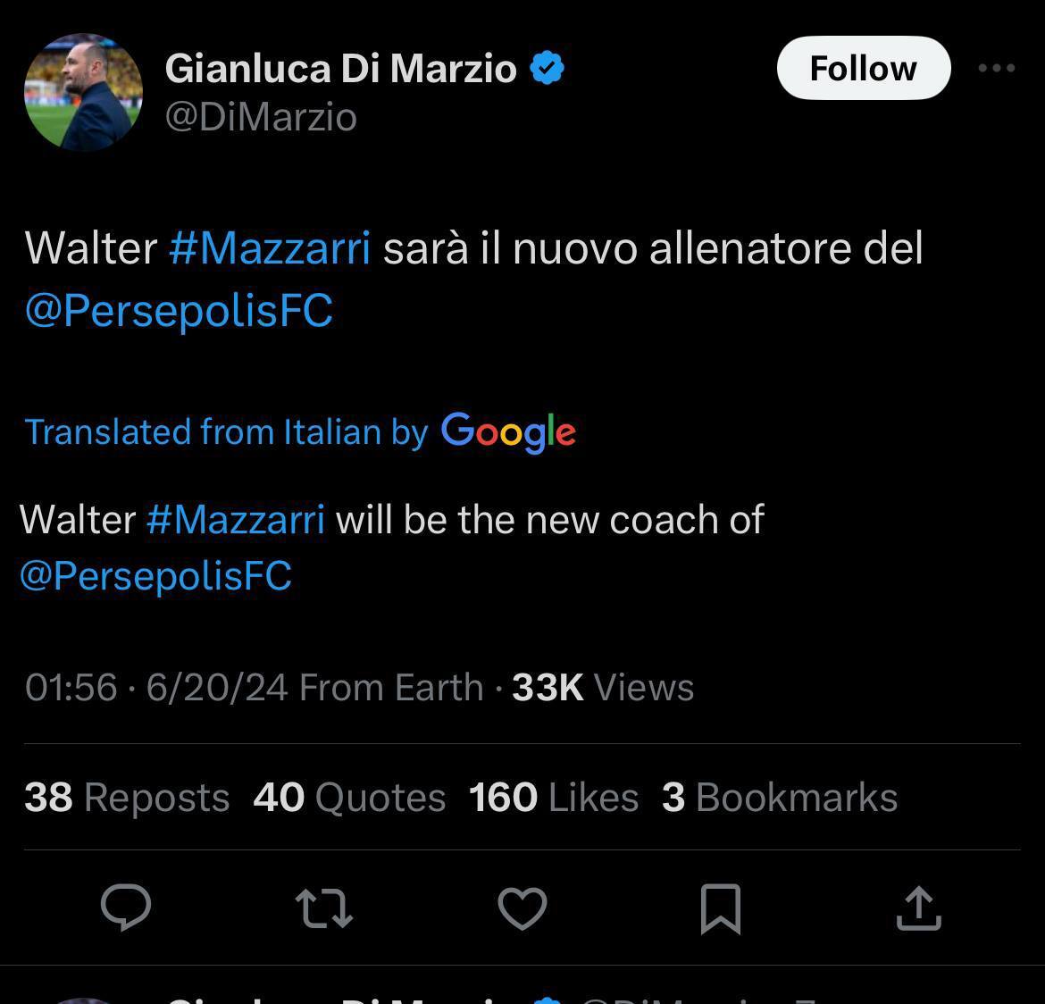 ادعای خبرنگار مشهور ایتالیایی؛ سرمربی سابق اینتر و ناپولی روی نیمکت پرسپولیس!