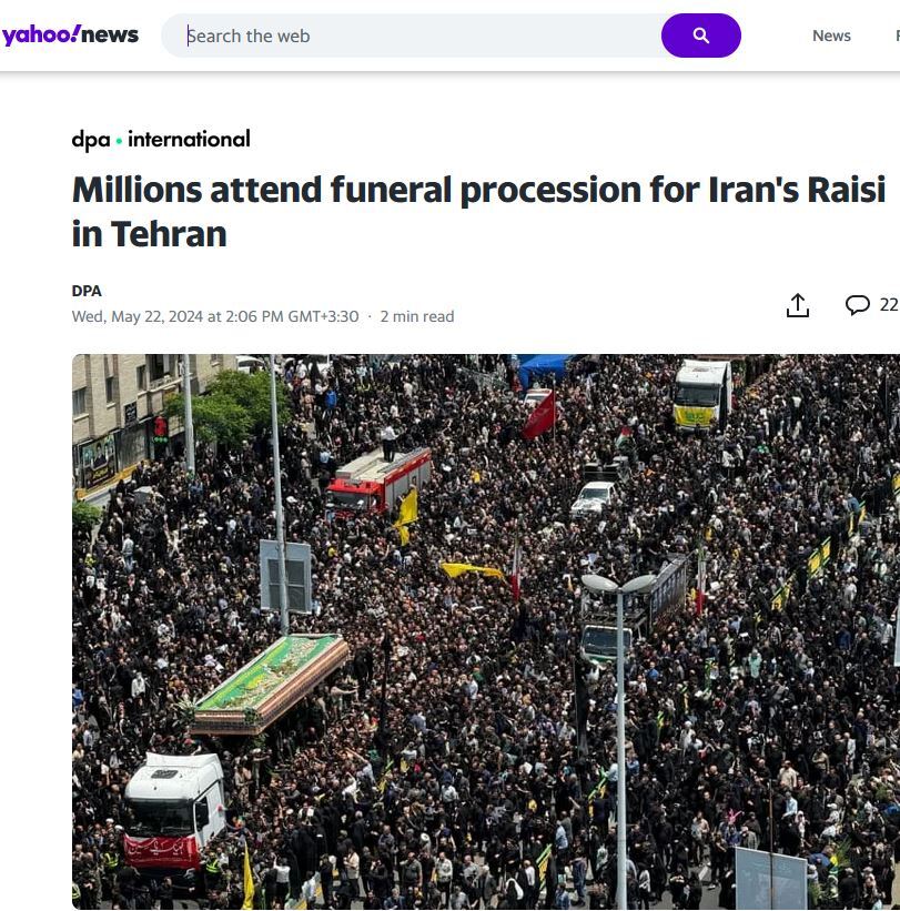 بازتاب حضور باشکوه مردم در مراسم تشییع شهدای خدمت در رسانه های بین‌المللی