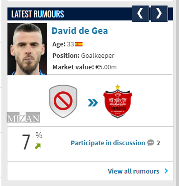 شایعه عجیب پیوستن دروازه‌بان منچستریونایتد به پرسپولیس!