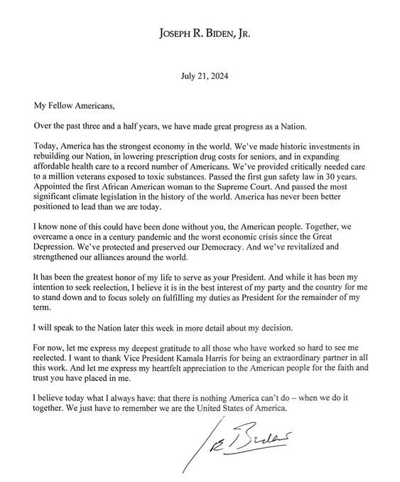 واکنش‌‌ها به کناره‌گیری بایدن از رقابت انتخاباتی آمریکا؛ دموکرات‌ها از نامزدی هریس حمایت می‌کنند