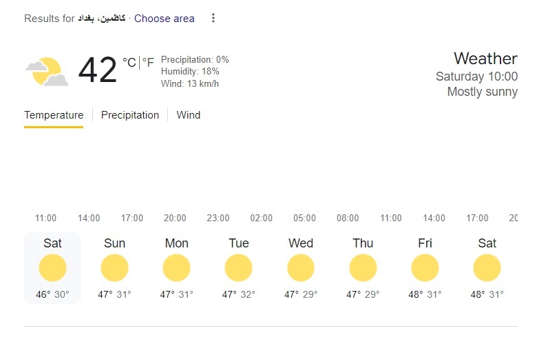 پیشبینی آب و هوای کاظمین اربعین ۱۴۰۳/ پیشبینی آب و هوای نجف، کربلا و کاظمین