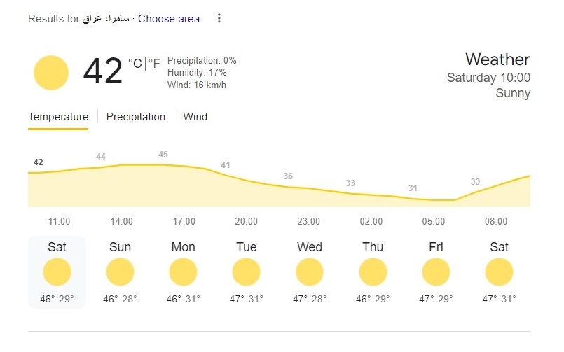پیشبینی آب و هوای سامرا اربعین ۱۴۰۳/ پیشبینی آب و هوای نجف، کربلا و کاظمین