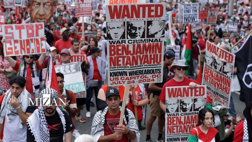 تشویق مجری نسل‌کشی مردم غزه در کنگره آمریکا؛ حمایت از اشغالگران ادامه دارد